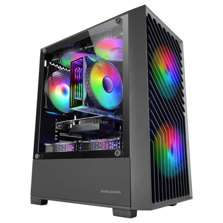 Caixa Micro-ATX Mars Gaming MC-VORTEX Gaming FRGB Tempered Glass Preta