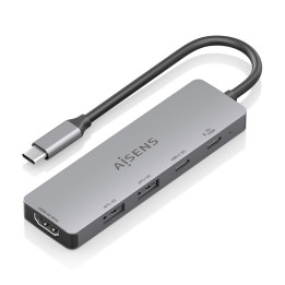 AISENS ASUC-5P028-GR base & duplicador de portas Com fios USB 3.2 Gen 1 (3.1 Gen 1) Type-C Cinzento