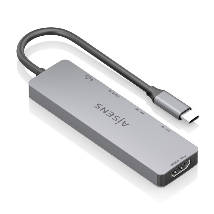 AISENS ASUC-5P028-GR base & duplicador de portas Com fios USB 3.2 Gen 1 (3.1 Gen 1) Type-C Cinzento