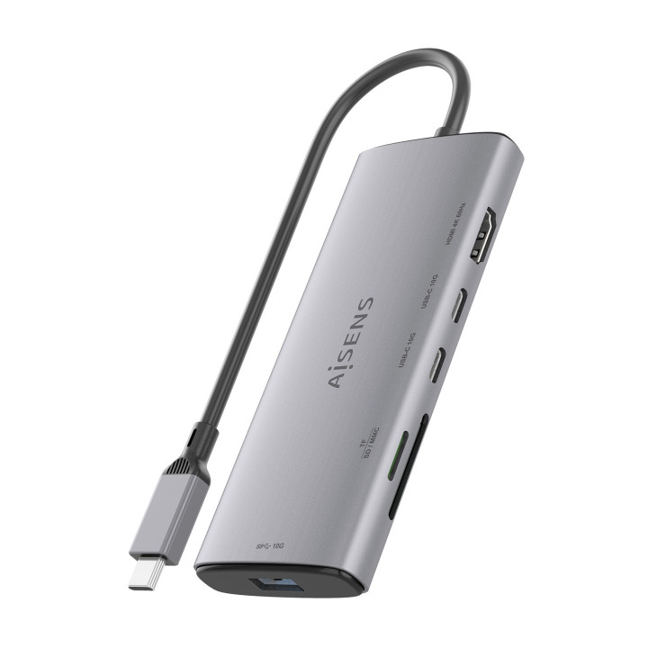 AISENS ASUC-6P029-GR base & duplicador de portas Com fios USB 3.2 Gen 1 (3.1 Gen 1) Type-C Cinzento