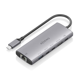 AISENS ASUC-6P030-GR base & duplicador de portas Com fios USB 3.2 Gen 1 (3.1 Gen 1) Type-C Cinzento