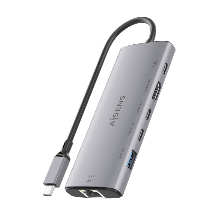 AISENS ASUC-6P030-GR base & duplicador de portas Com fios USB 3.2 Gen 1 (3.1 Gen 1) Type-C Cinzento