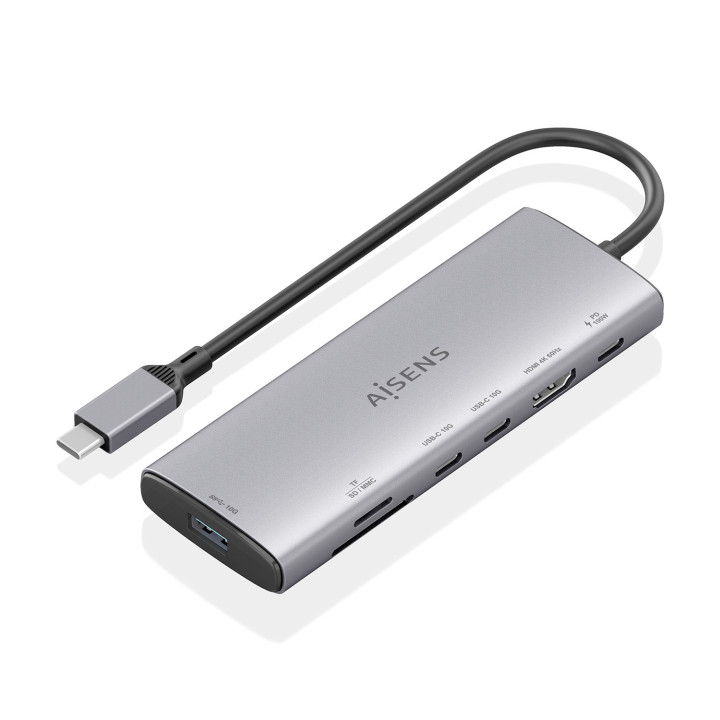 AISENS ASUC-7P031-GR base & duplicador de portas Com fios USB 3.2 Gen 1 (3.1 Gen 1) Type-C Cinzento
