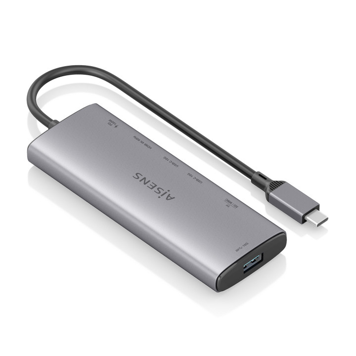 AISENS ASUC-7P031-GR base & duplicador de portas Com fios USB 3.2 Gen 1 (3.1 Gen 1) Type-C Cinzento