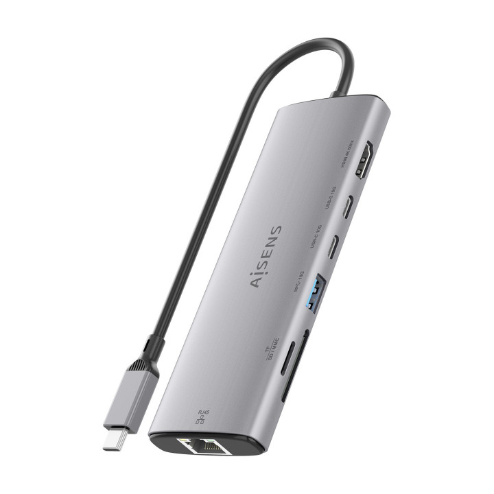 AISENS ASUC-7P032-GR base & duplicador de portas Com fios USB 3.2 Gen 1 (3.1 Gen 1) Type-C Cinzento