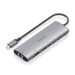 AISENS ASUC-8P033-GR base & duplicador de portas Com fios USB 3.2 Gen 1 (3.1 Gen 1) Type-C Cinzento