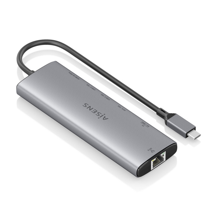 AISENS ASUC-8P033-GR base & duplicador de portas Com fios USB 3.2 Gen 1 (3.1 Gen 1) Type-C Cinzento