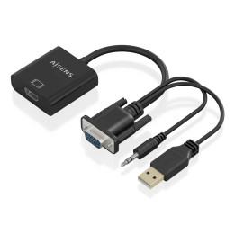 AISENS A115-0872 adaptador de cabo de vídeo 0,2 m HDMI Type A (Standard) VGA (D-Sub) + 3.5mm + USB Type-A Preto