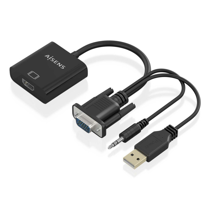 AISENS A115-0872 adaptador de cabo de vídeo 0,2 m HDMI Type A (Standard) VGA (D-Sub) + 3.5mm + USB Type-A Preto