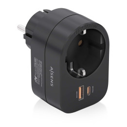 AISENS ASPS-1A1C07-BK carregador de dispositivos móveis Universal Preto AC Carregamento rápido Interior