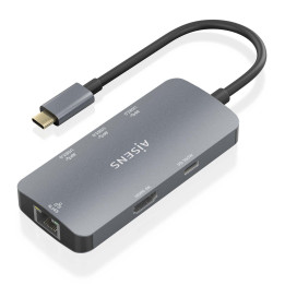 AISENS ASUC-6P019-GR base & duplicador de portas Com fios USB 3.2 Gen 1 (3.1 Gen 1) Type-C Cinzento