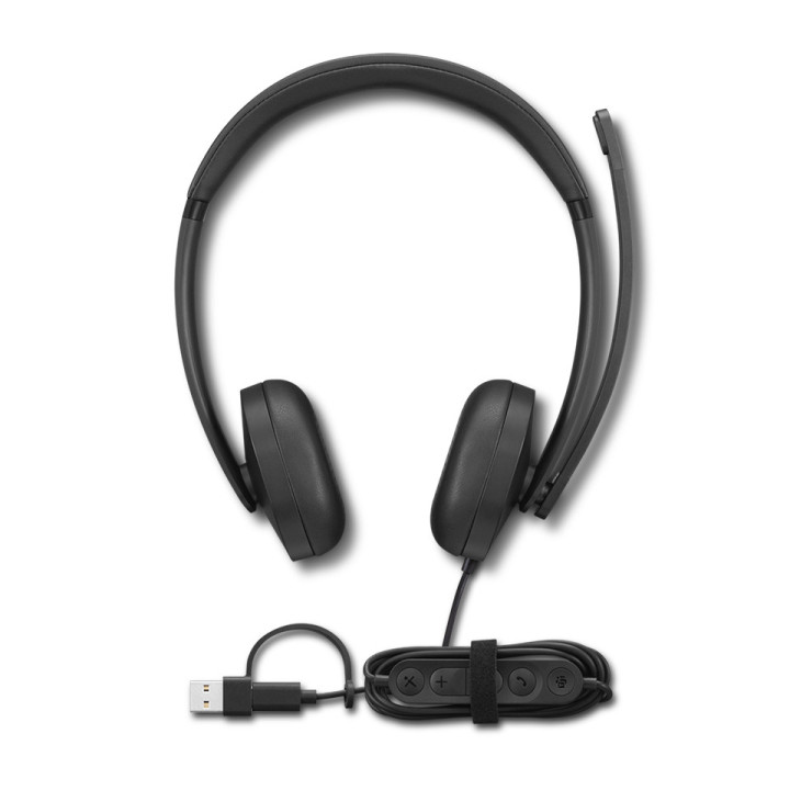 Lenovo VoIP Headset 5000 Auscultadores Com fios Fita de cabeça Escritório Call center USB Type-C Preto
