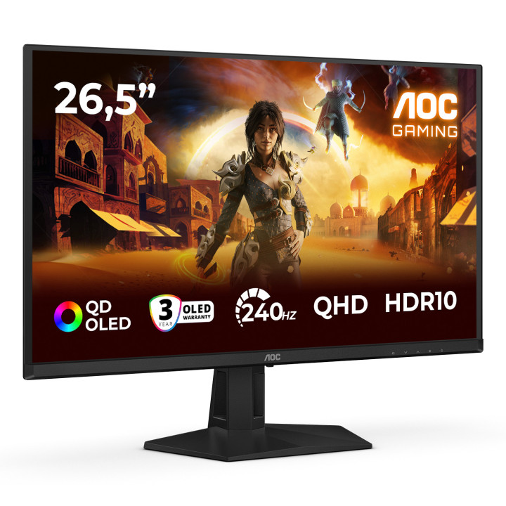 AOC G4 Q27G41ZDF monitor de ecrã 67,3 cm (26.5") 2560 x 1440 pixels Quad HD QD-OLED Preto, Vermelho