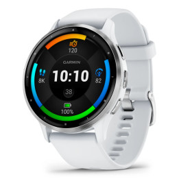 Garmin Venu 3 3,56 cm (1.4") AMOLED 45 mm Digital 454 x 454 pixels Ecrã táctil Prateado, Branco Wi-Fi GPS