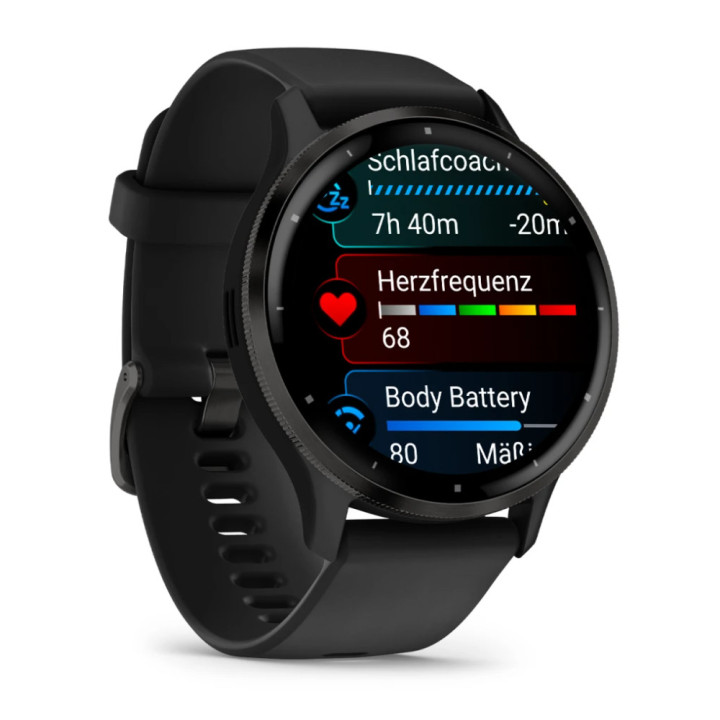 Garmin Venu 3 3,56 cm (1.4") AMOLED 45 mm Digital 454 x 454 pixels Ecrã táctil Preto Wi-Fi GPS
