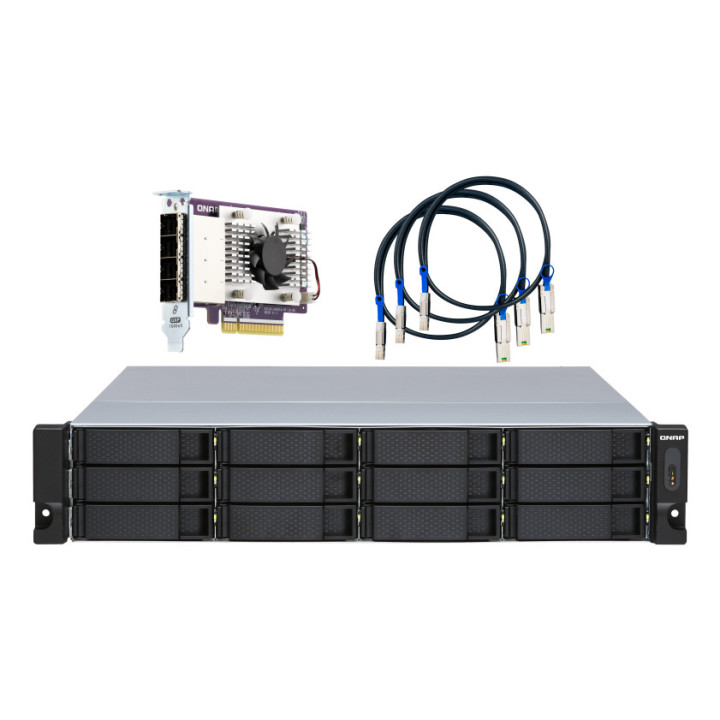 QNAP TL-R1200S-RP Caixa para Discos Rígidos Compartimento HDD SSD Preto, Cinzento 2.5 3.5"
