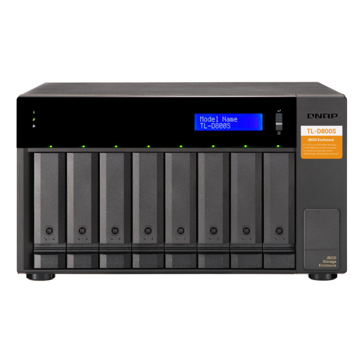 QNAP TL-D800S Caixa para Discos Rígidos Compartimento HDD SSD Preto, Cinzento 2.5 3.5"