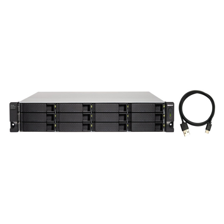 QNAP TL-R1200C-RP Caixa para Discos Rígidos Compartimento HDD SSD Preto, Cinzento 2.5 3.5"