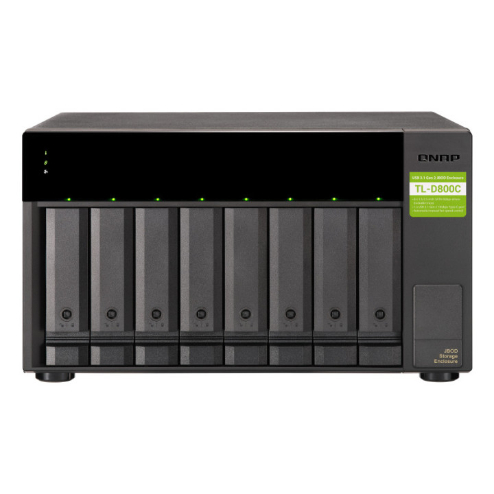 QNAP TL-D800C Caixa para Discos Rígidos Compartimento HDD SSD Preto, Cinzento 2.5 3.5"