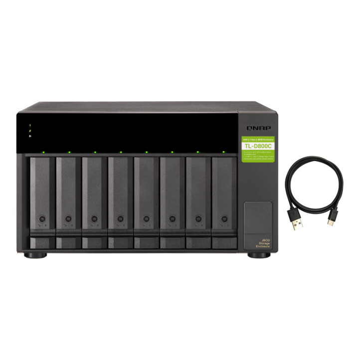 QNAP TL-D800C Caixa para Discos Rígidos Compartimento HDD SSD Preto, Cinzento 2.5 3.5"