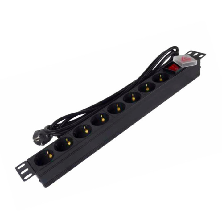 Phasak Extensão elétrica 19" 8 tomadas SFO C14 com interruptor3 m - BNS 1520