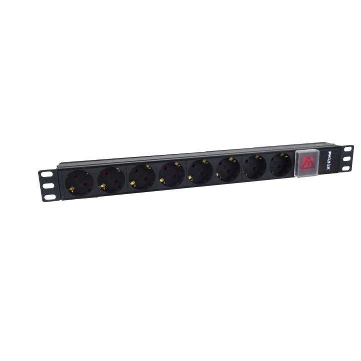 Phasak Extensão elétrica 19" 8 tomadas SFO C14 com interruptor3 m - BNS 1520