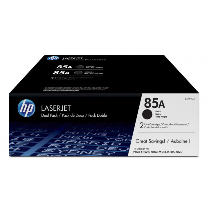 Conjunto Duplo de Toner HP Original LaserJet 85A (CE285AD) Preto