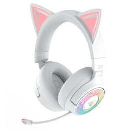 Headset RAZER Kraken Kitty V3 Pro Gaming Com Fios e Sem Fios USB Bluetooth Branco