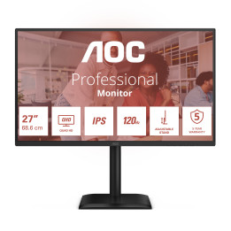 AOC E4 Q27E4U monitor de ecrã 68,6 cm (27") 2560 x 1440 pixels Quad HD LED Preto