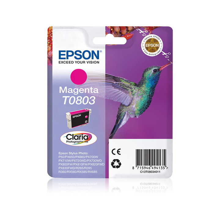 Epson Hummingbird Tinteiro Magenta T0803 Tinta Claria Photographic (c alarme RF+AM)