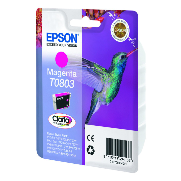 Epson Hummingbird Tinteiro Magenta T0803 Tinta Claria Photographic (c alarme RF+AM)