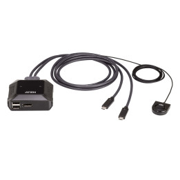 ATEN Switch KVM DisplayPort 4K USB-C de 2 portas com seletor remoto de porta
