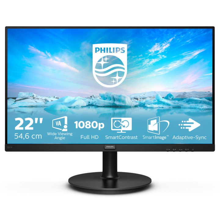 Philips V Line 221V8A 00 monitor de ecrã 54,6 cm (21.5") 1920 x 1080 pixels Full HD LED Preto