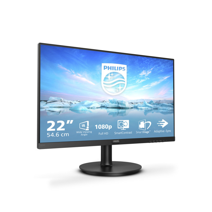 Philips V Line 221V8A 00 monitor de ecrã 54,6 cm (21.5") 1920 x 1080 pixels Full HD LED Preto