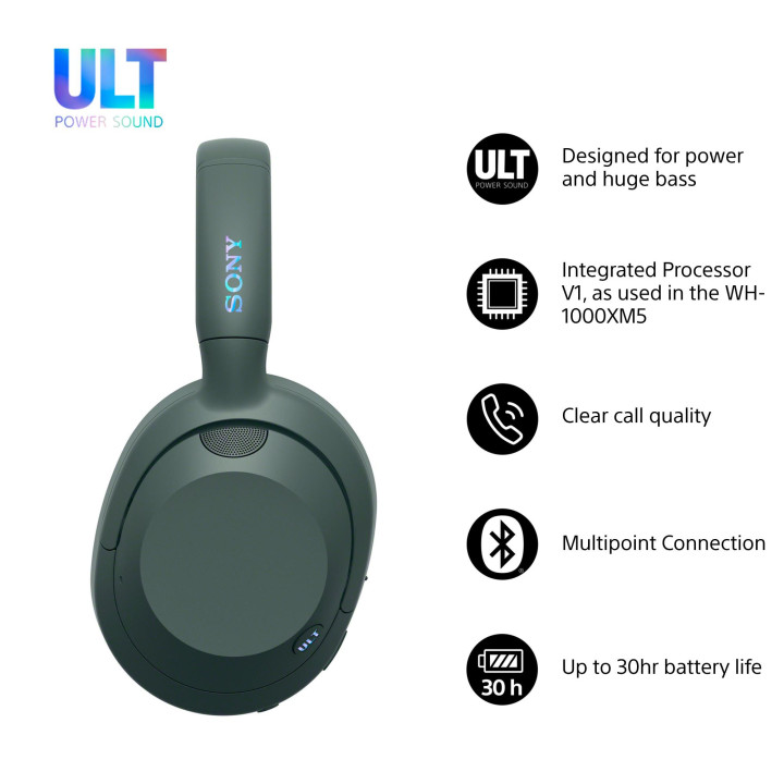 Sony WHULT900NH auscultador Auscultadores Com fios e sem fios Fita de cabeça Chamadas Música Bluetooth Verde
