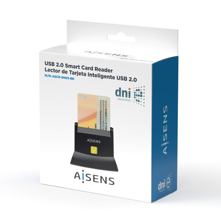 AISENS ASCR-SN05-BK leitor de smart card Interior USB USB 2.0 Preto