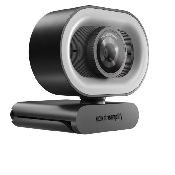 Webcam Streamplify CAM Plus FullHD 60fps com Ring Light - Preta