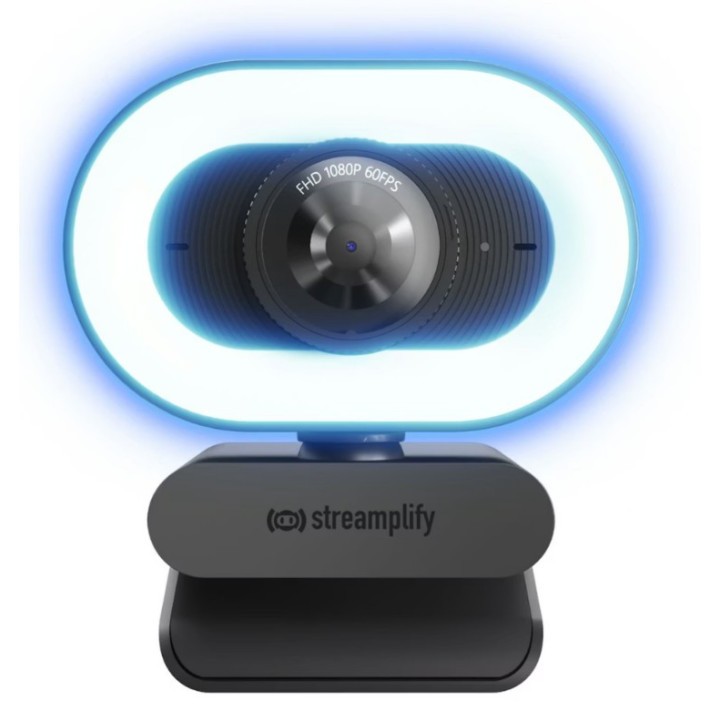 Webcam Streamplify CAM Plus FullHD 60fps com Ring Light - Preta