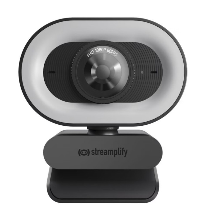 Webcam Streamplify CAM Plus FullHD 60fps com Ring Light - Preta
