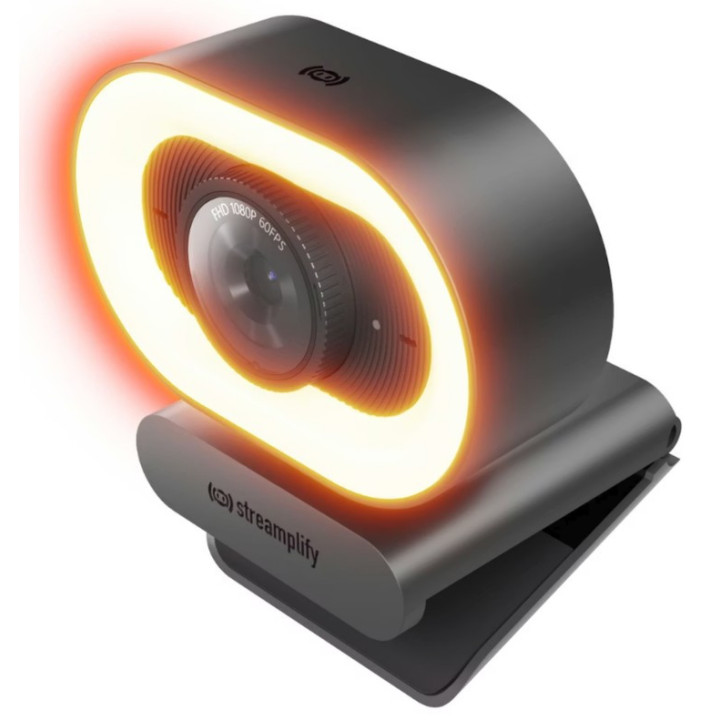 Webcam Streamplify CAM Plus FullHD 60fps com Ring Light - Preta