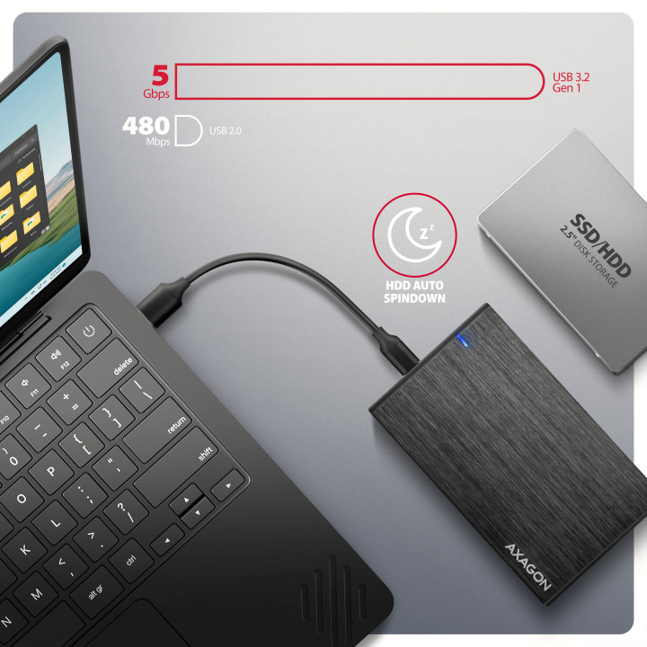 Axagon Compartimento HDD SSD Preto 2.5"