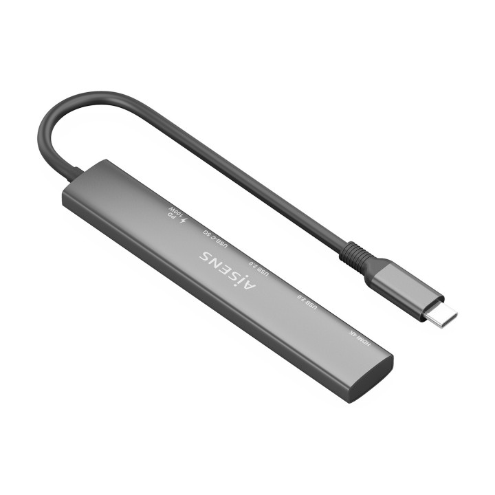 AISENS ASUC-5P022-GR base & duplicador de portas Com fios USB 3.2 Gen 1 (3.1 Gen 1) Type-C Cinzento