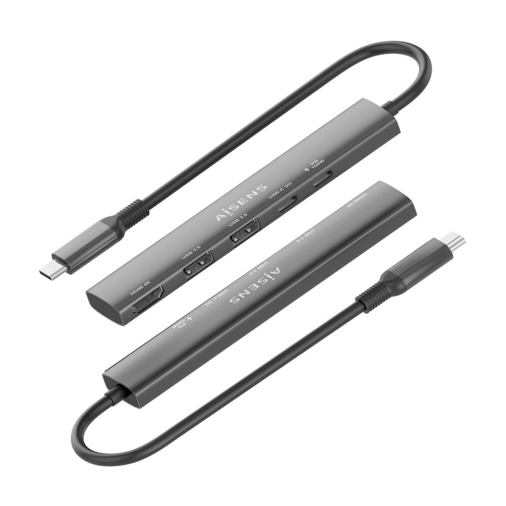 AISENS ASUC-5P022-GR base & duplicador de portas Com fios USB 3.2 Gen 1 (3.1 Gen 1) Type-C Cinzento