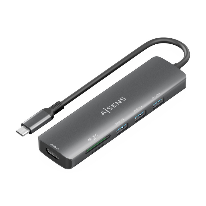 AISENS ASUC-6P024-GR base & duplicador de portas Com fios USB 3.2 Gen 1 (3.1 Gen 1) Type-C Cinzento