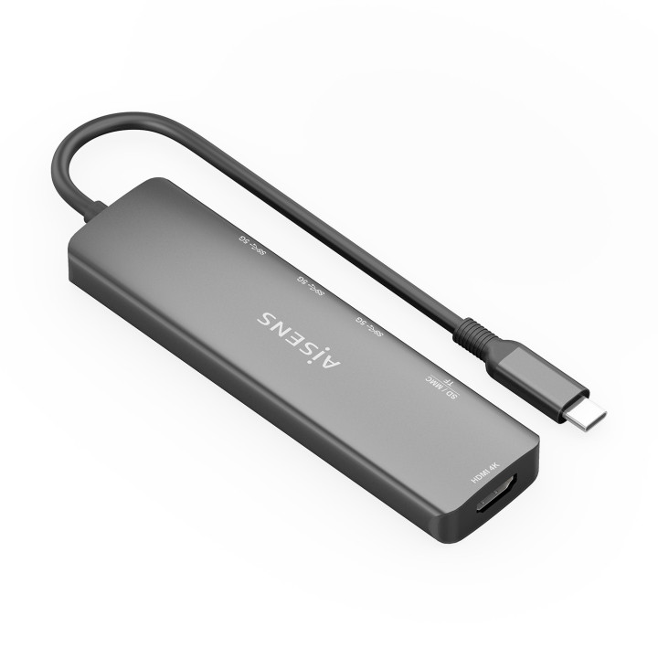 AISENS ASUC-6P024-GR base & duplicador de portas Com fios USB 3.2 Gen 1 (3.1 Gen 1) Type-C Cinzento