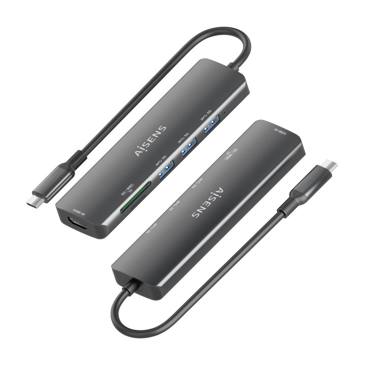 AISENS ASUC-6P024-GR base & duplicador de portas Com fios USB 3.2 Gen 1 (3.1 Gen 1) Type-C Cinzento