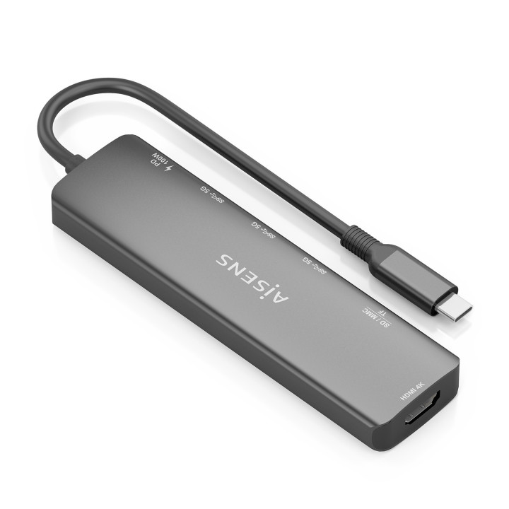 AISENS ASUC-7P025-GR base & duplicador de portas Com fios USB 3.2 Gen 1 (3.1 Gen 1) Type-C Cinzento