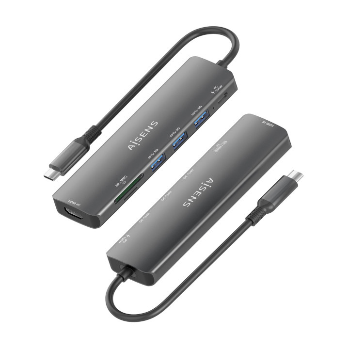 AISENS ASUC-7P025-GR base & duplicador de portas Com fios USB 3.2 Gen 1 (3.1 Gen 1) Type-C Cinzento