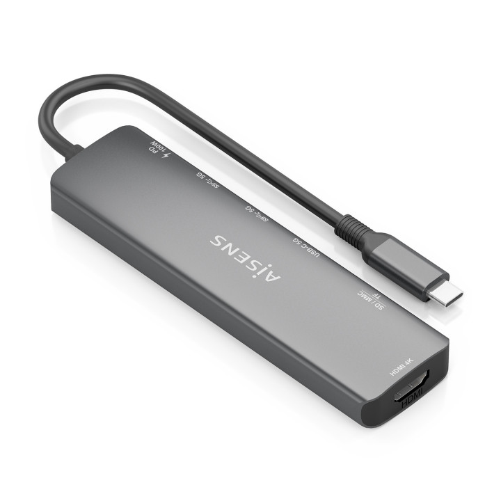 AISENS ASUC-7P026-GR base & duplicador de portas Com fios USB 3.2 Gen 1 (3.1 Gen 1) Type-C Cinzento