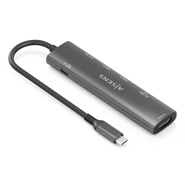 AISENS ASUC-7P027-GR base & duplicador de portas Com fios USB 3.2 Gen 1 (3.1 Gen 1) Type-C Cinzento